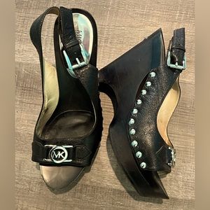 MICHAEL Michael Kors
Open Toe Platform Slingback Wedge Sandals